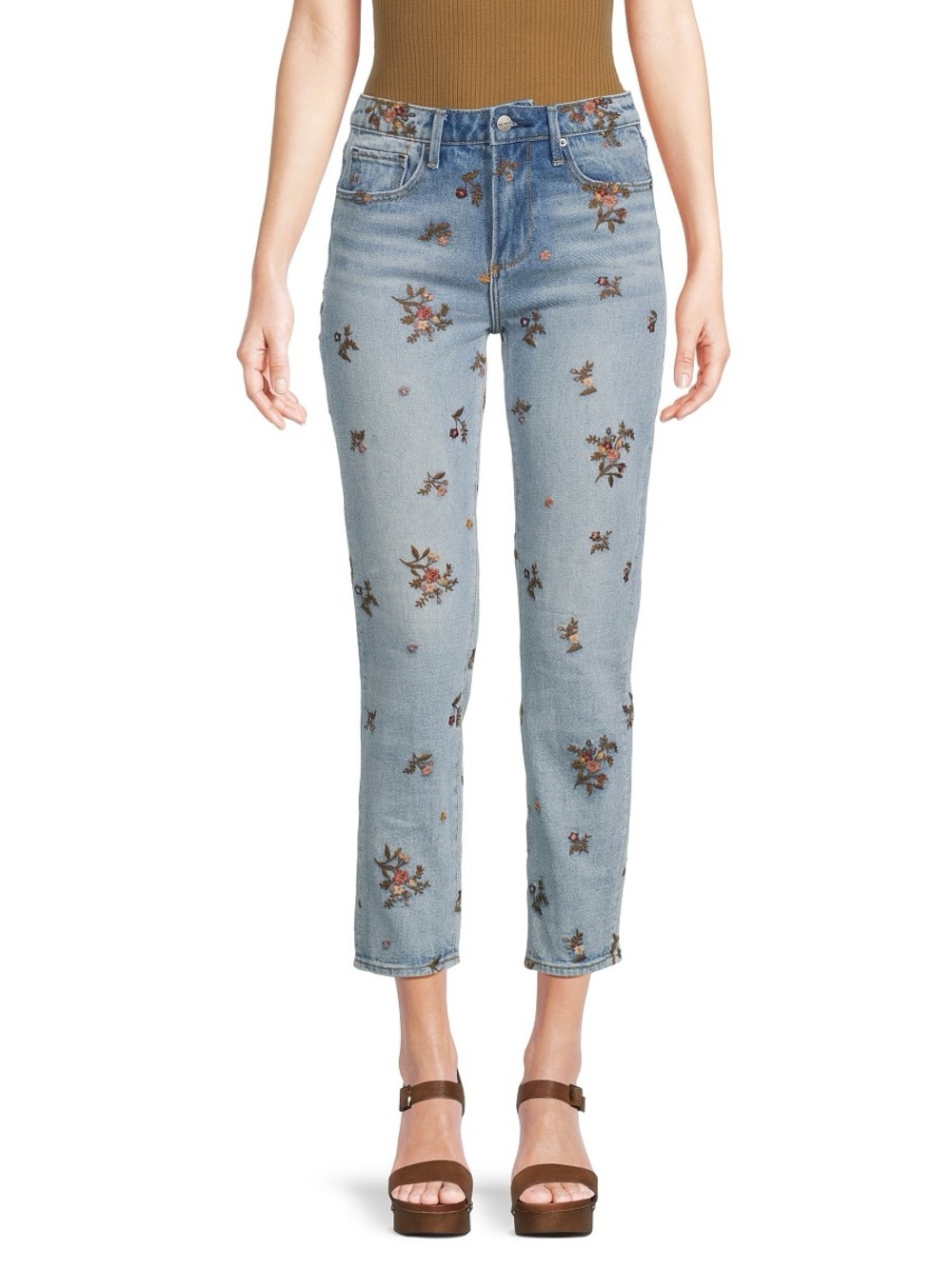 Driftwood Gizelle Floral Ankle Skinny Jeans size 31 x 27 in Light Wash